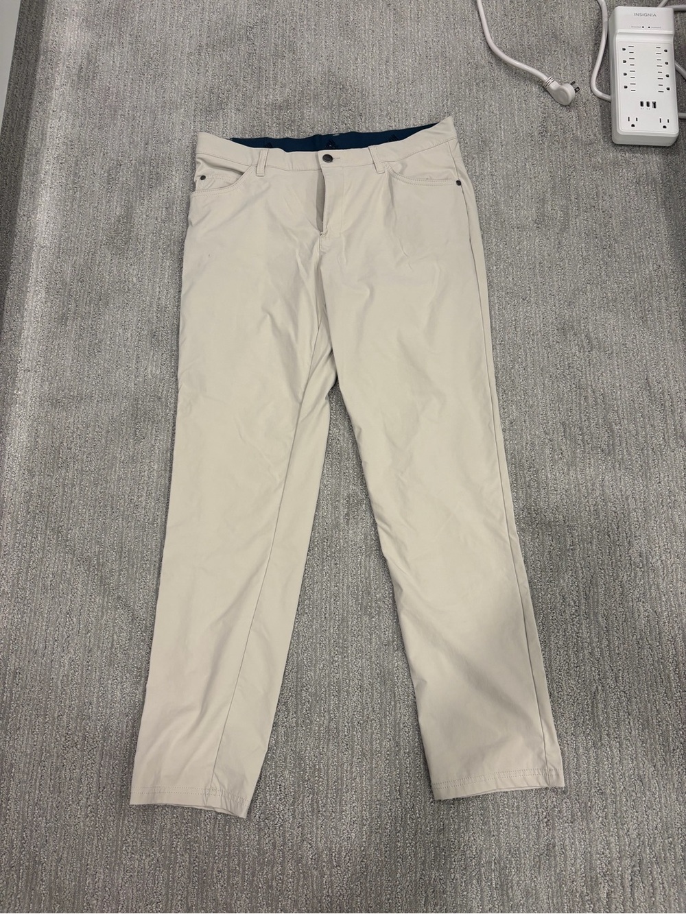 Adidas Light Beige Golf Pants - Tapered Fit